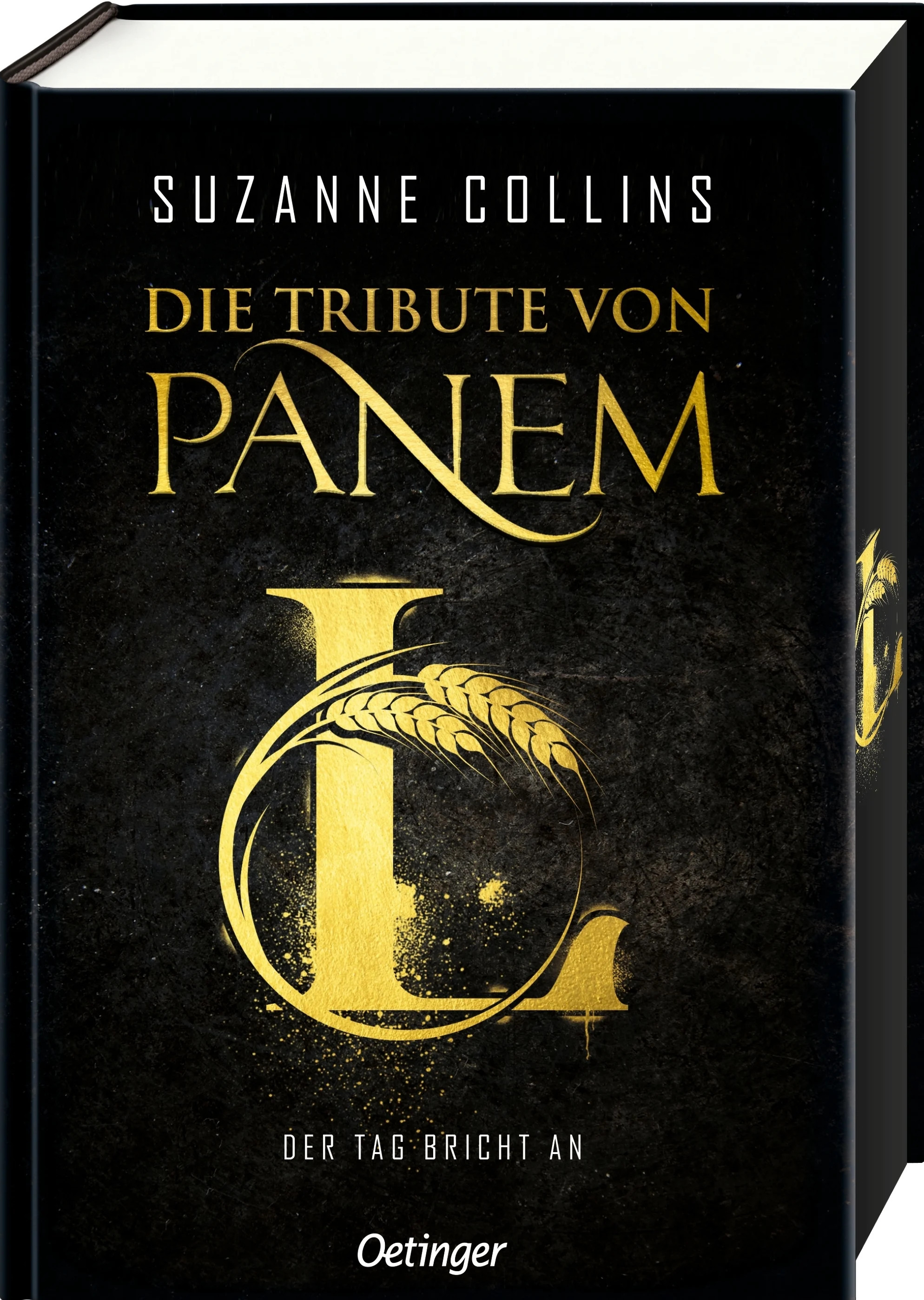 Auf schwarzem Hintergrund steht der Titel in Gold geprägt, In der Mitte ist das L von zwei Getreideähren umkranzt.