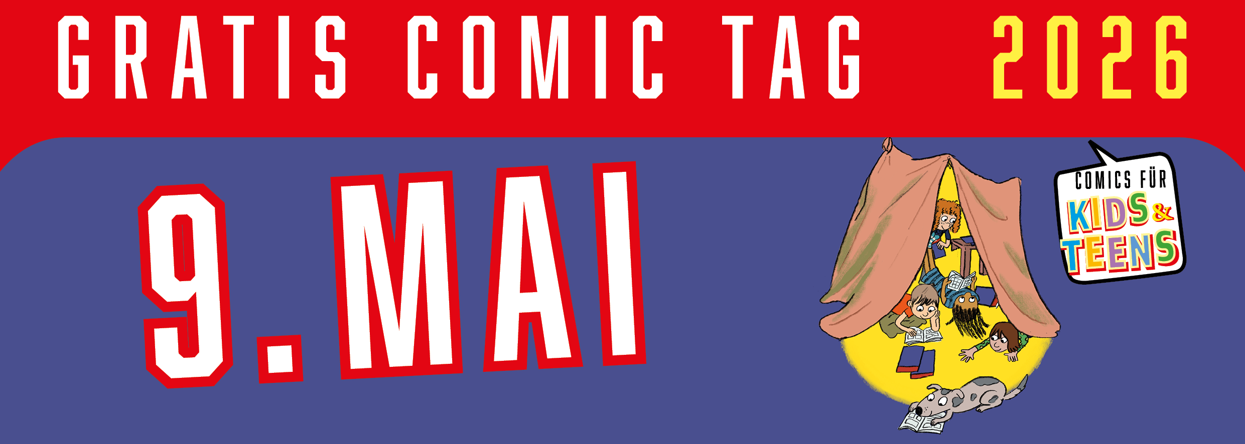 Ein Banner mit der Ankündigung zum Gratis Comic Tag 2026.