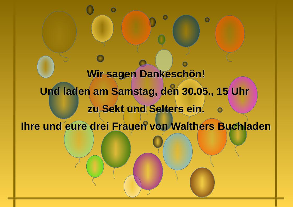 Hinter Luftballons ist die Einladung für das Dankeschön-Fest.