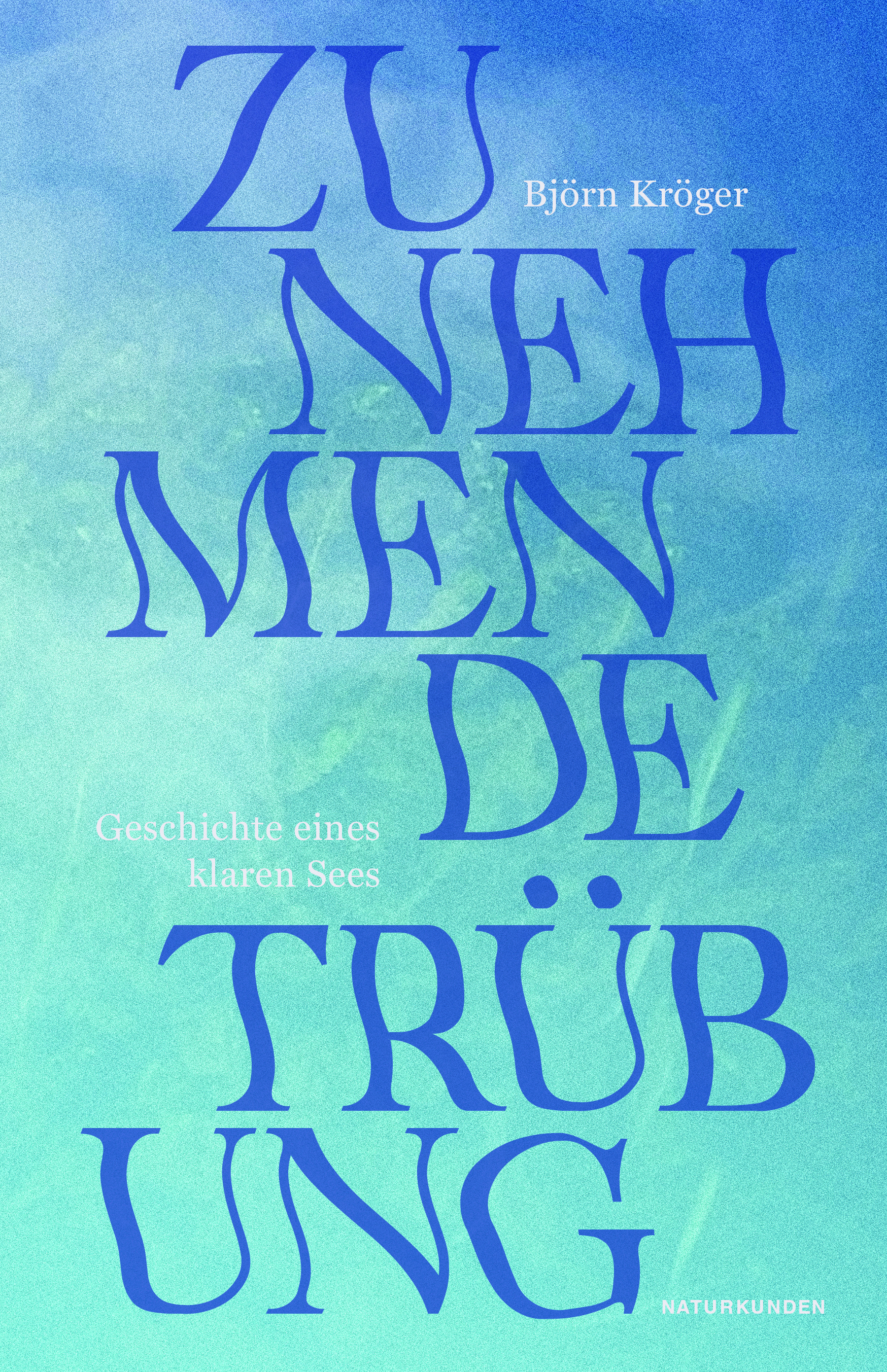Der Titel in blau auf einem Hintergrund der an klares Wasser erinnert.