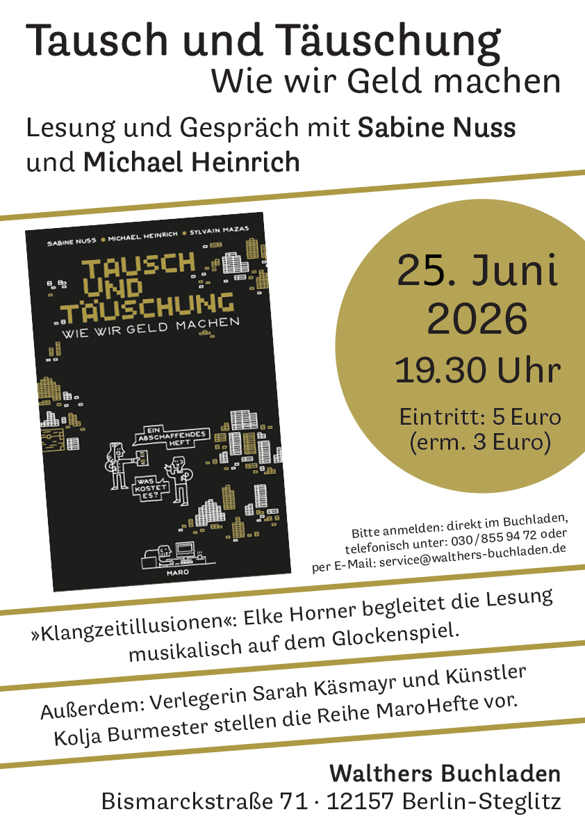 Das Plakat für die Lesung mit dem Maro-Heft Tausch und Täuschung