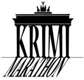 Krimimarathon. Das Wort Krimi bilder die Säulen des Brandenburger Tors.
