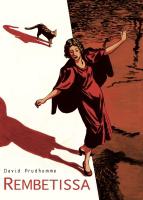 auf einem in weiß und rot geteiltem Hintergrund tanzt eine ein rot gekleidete Frau, oberhalb ist eine Katze zu sehen